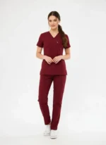 Bordo Kadın Konfor Üniforma Seti