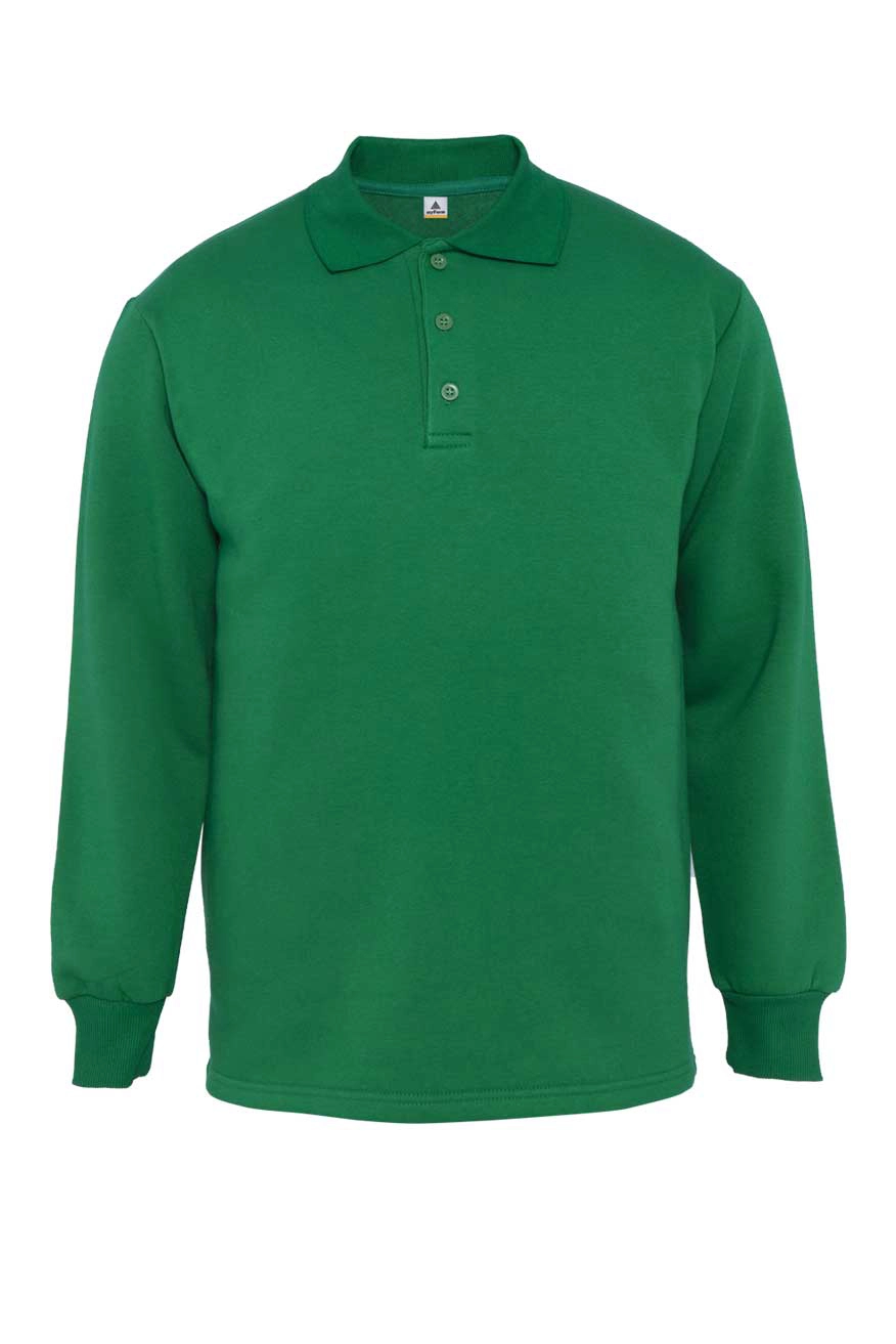 yesil-poloyaka-sweatshirt Polo Yaka Uzun Kollu Sweatshirt - Görsel 1
