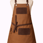 Kahverengi deri detaylı iş önlüğü taba kanvas kumaş modeli