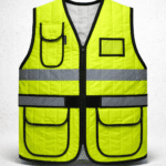 👉 reflektörlü çok cepli iş yeleği fermuarlı fosforlu güvenlik yeleği ön görünüm