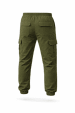 Haki Yeşil Kargo Cepli Jogger İş Pantolonu – Gabardin Kumaş Lastikli Paça Rahat Model - Görsel 2