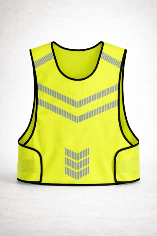 👉 reflektörlü fileli iş yeleği cırt cırtlı fosforlu güvenlik yeleği ön görünüm