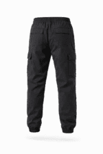 Siyah Kargo Cepli Jogger İş Pantolonu – Gabardin Kumaş Lastikli Paça Çok Cepli Dayanıklı Model - Görsel 2