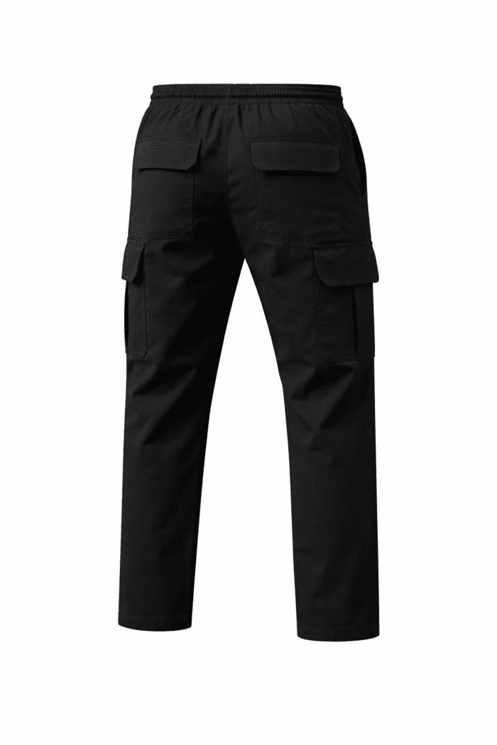 Siyah Kargo Cepli İş Pantolonu – Gabardin Kumaş Düz Paça Dayanıklı Model - Görsel 3