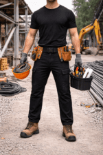 Siyah Kargo Cepli İş Pantolonu – Gabardin Kumaş Düz Paça Dayanıklı Model - Görsel 2