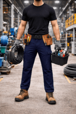 Lacivert Kargo Cepli İş Pantolonu – Gabardin Kumaş Çok Cepli Düz Paça Dayanıklı Model - Görsel 2