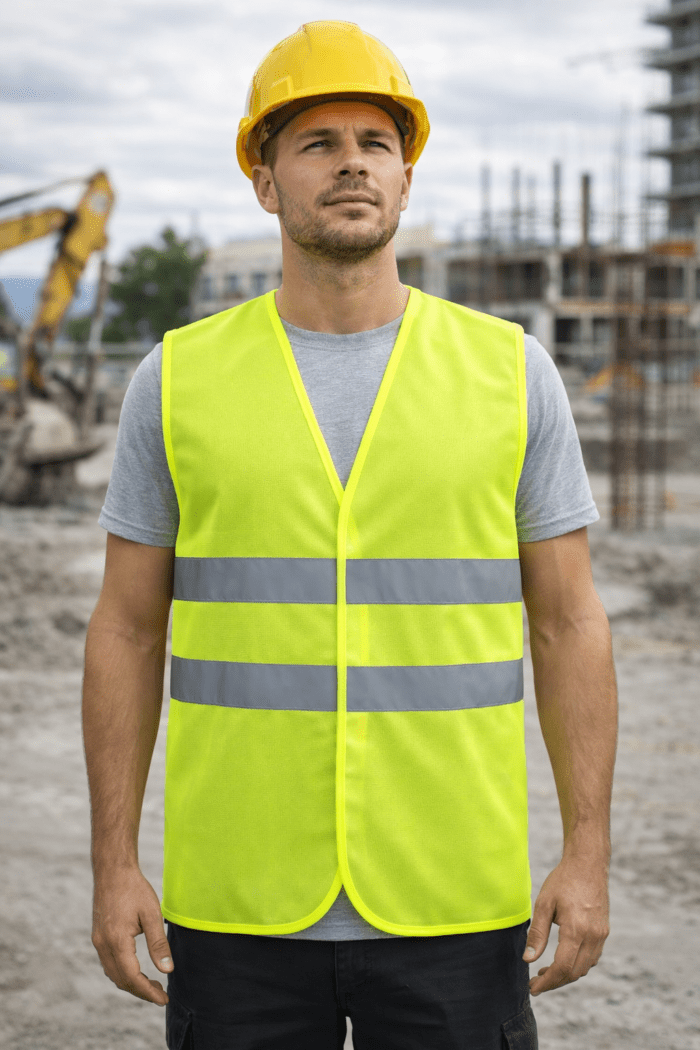 Sarı Reflektörlü İş Güvenliği Yeleği – Hi-Vis Çift Bantlı Şantiye Yeleği - Görsel 2