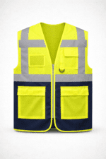 🖼️ ÖN GÖRSEL 👉 reflektörlü çok cepli iş yeleği fermuarlı fosforlu güvenlik yeleği ön görünüm