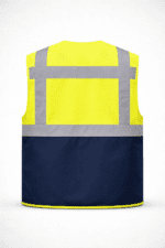 🖼️ ARKA GÖRSEL 👉 reflektörlü çok cepli iş yeleği arka görünüm reflektif şeritli güvenlik yeleği