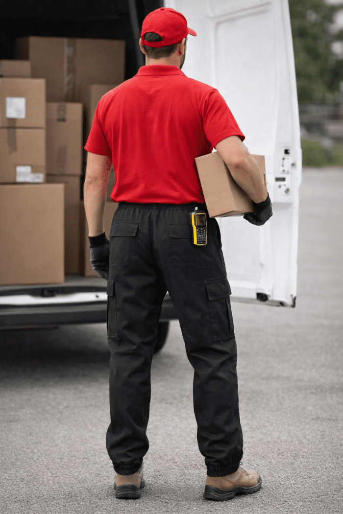 Siyah Kargo Cepli Jogger İş Pantolonu – Gabardin Kumaş Lastikli Paça Çok Cepli Dayanıklı Model - Görsel 3