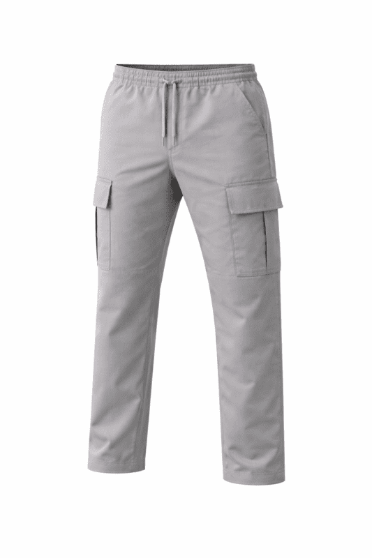 Gri kargo cepli iş pantolonu önden görünüm dayanıklı gabardin kumaş