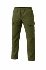 Haki yeşil kargo cepli iş pantolonu önden görünüm dayanıklı gabardin kumaş