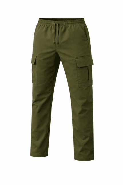 Haki yeşil kargo cepli iş pantolonu önden görünüm dayanıklı gabardin kumaş