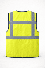 Reflektörlü çok cepli iş yeleği arka görünüm reflektif ikaz yeleği sarı model