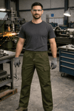 Haki Yeşil Kargo Cepli İş Pantolonu – Gabardin Kumaş Düz Paça Dayanıklı Model - Görsel 2