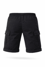 Siyah Kargo Cepli İş Şortu – Gabardin Lastikli Bel Dayanıklı Model - Görsel 3