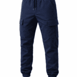 Lacivert kargo cepli jogger iş pantolonu önden görünüm lastikli paça