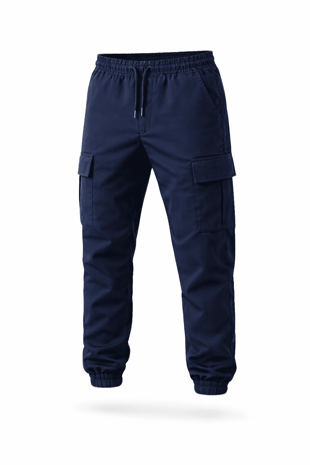 Lacivert Jogger İş Pantolonu Ön Detay Lacivert kargo cepli jogger iş pantolonu önden görünüm lastikli paça