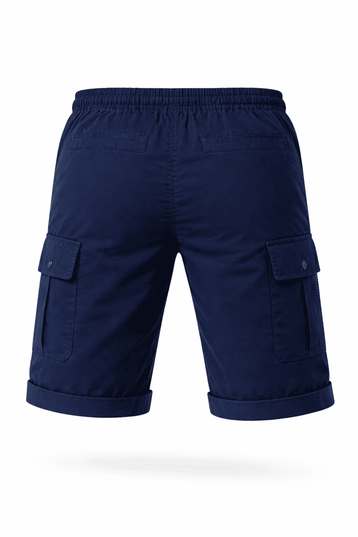 Lacivert Kargo Cepli İş Şortu – Gabardin Lastikli Bel Çok Cepli Dayanıklı Model - Görsel 3