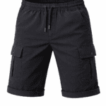 Antrasit gri kargo cepli iş şortu önden görünüm dayanıklı gabardin kumaş