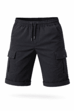 Antrasit gri kargo cepli iş şortu önden görünüm dayanıklı gabardin kumaş