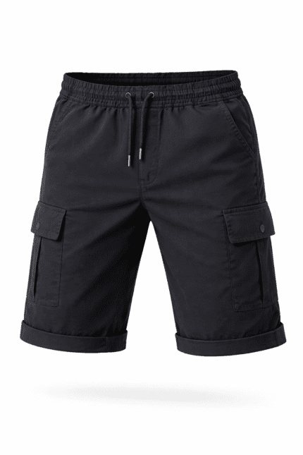 Antrasit gri kargo cepli iş şortu önden görünüm dayanıklı gabardin kumaş