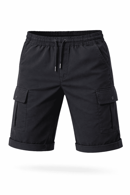 Antrasit gri kargo cepli iş şortu önden görünüm dayanıklı gabardin kumaş