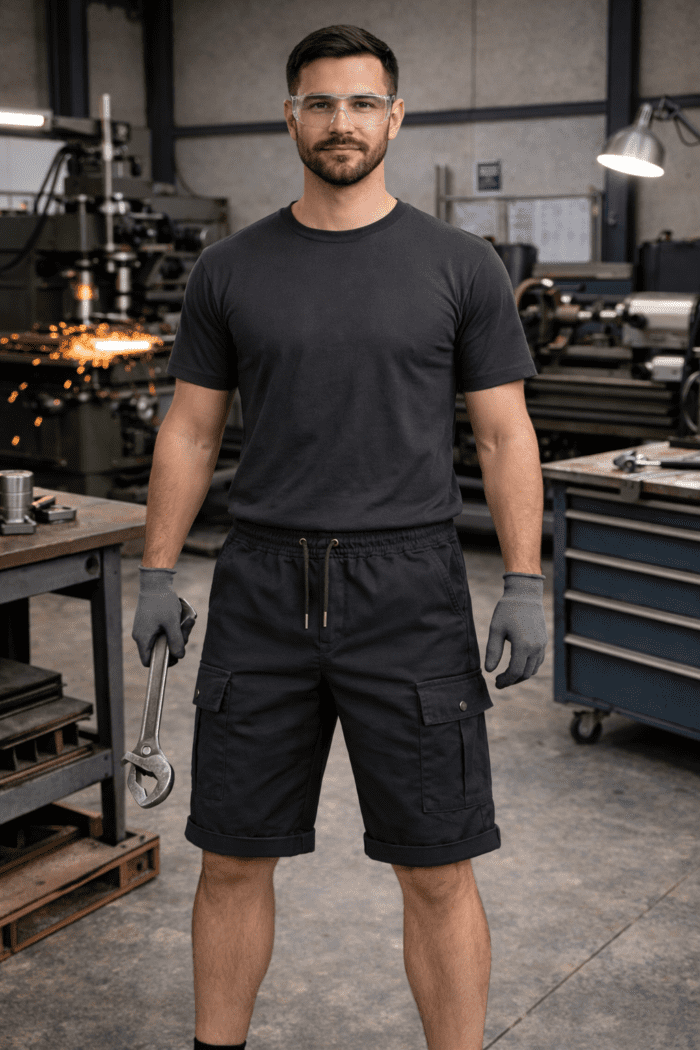 Antrasit Gri Kargo Cepli İş Şortu – Gabardin Lastikli Bel Dayanıklı Model - Görsel 2