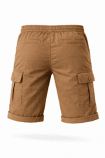 Bej Kargo Cepli İş Şortu – Gabardin Lastikli Bel Rahat Kesim Model - Görsel 3