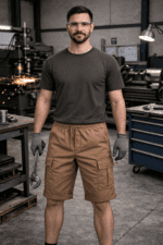 Bej Kargo Cepli İş Şortu – Gabardin Lastikli Bel Rahat Kesim Model - Görsel 2