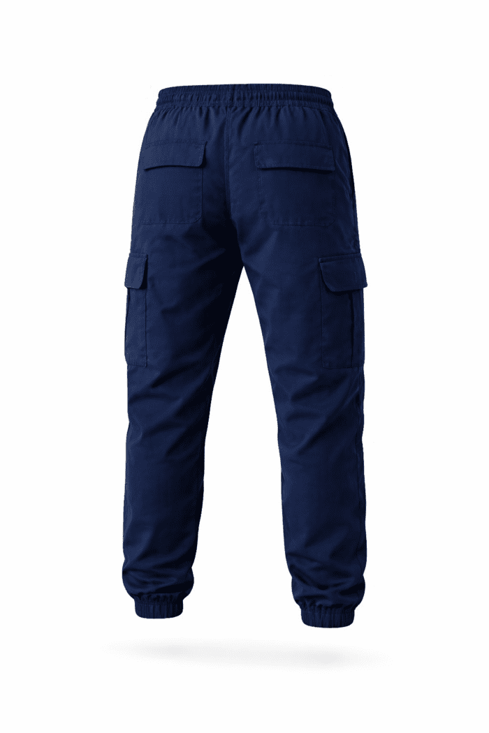 Lacivert Kargo Cepli Jogger İş Pantolonu – Gabardin Kumaş Lastikli Paça Dayanıklı Model - Görsel 3
