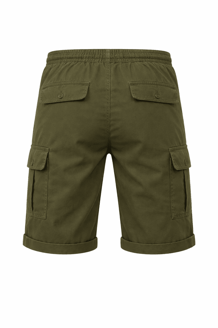 Haki Yeşil Kargo Cepli İş Şortu – Likralı Gabardin Lastikli Bel Esnek Dayanıklı Model - Görsel 3