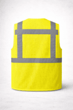 Fileli reflektörlü iş yeleği arka görünüm, yüksek görünürlük sağlayan reflektör şeritli tasarım