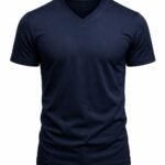 Lacivert v yaka iş tişörtü önden görünüm %100 pamuklu nefes alan doku