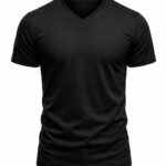 Siyah v yaka iş tişörtü önden görünüm %100 pamuklu nefes alan doku