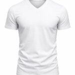 Beyaz v yaka iş tişörtü önden görünüm %100 pamuklu nefes alan doku