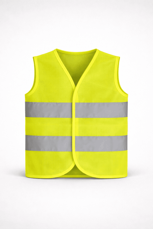 Çocuk reflektörlü ikaz yeleği yüksek görünürlüklü model önden görünüm