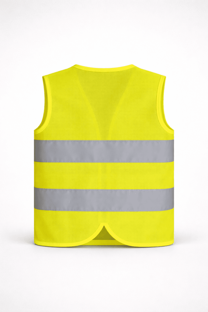 çocuk reflektörlü yelek fosforlu güvenlik yeleği arka görünüm