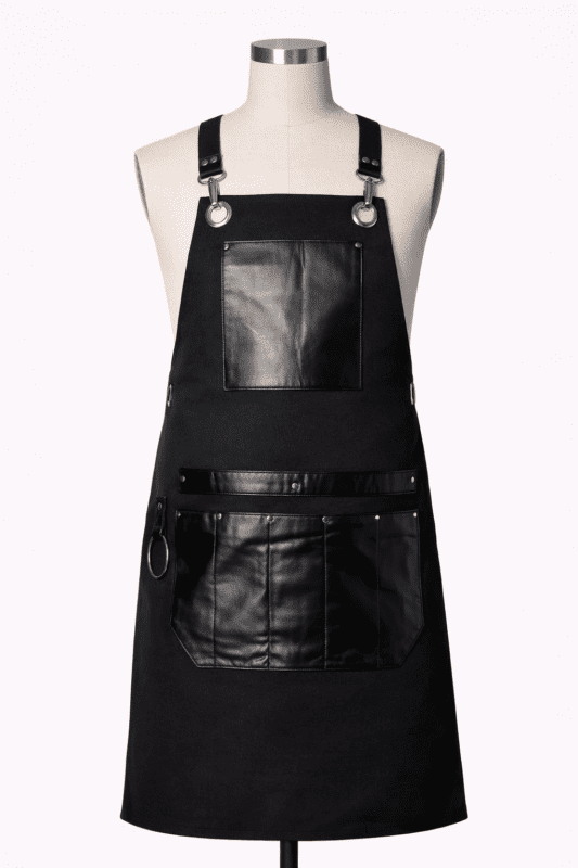 Siyah Deri Detaylı Barista Önlüğü Modelleri - ProÜniforma