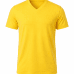 Sarı v yaka tişört önden görünüm pamuklu doku