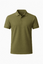 Haki yeşil iş tişörtü önden görünüm nakışa uygun model