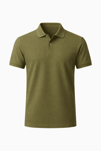 Haki yeşil iş tişörtü önden görünüm nakışa uygun model