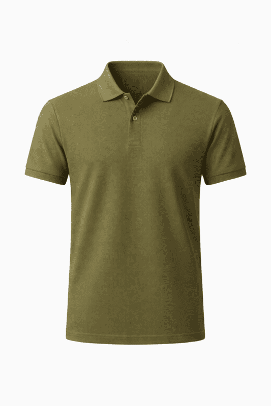 Haki yeşil iş tişörtü önden görünüm nakışa uygun model