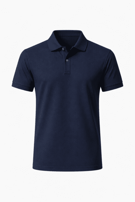 Lacivert polo yaka tişört önden görünüm kurumsal tasarım