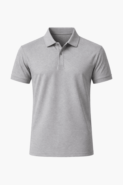 Gri polo yaka tişört önden görünüm kurumsal tasarım