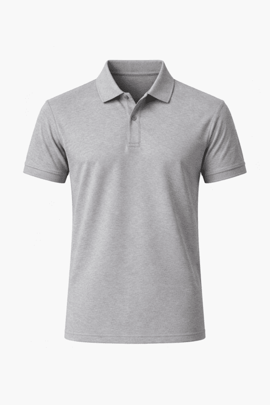 Gri polo yaka tişört önden görünüm kurumsal tasarım