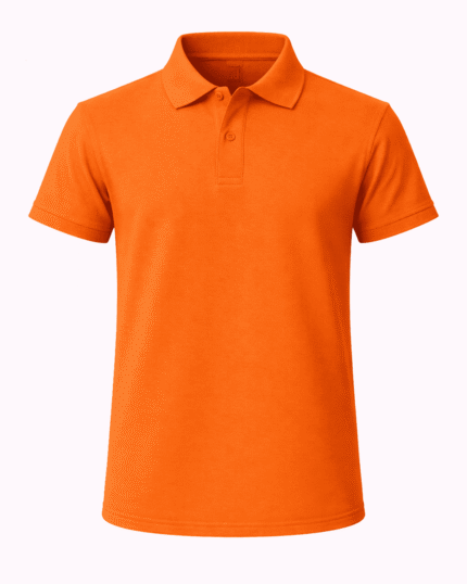 Turuncu polo yaka iş tişörtü nakışlı modeli, kurumsal kullanıma uygun