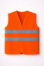 Turuncu reflektif güvenlik yeleği çift bantlı hafif model önden görünüm