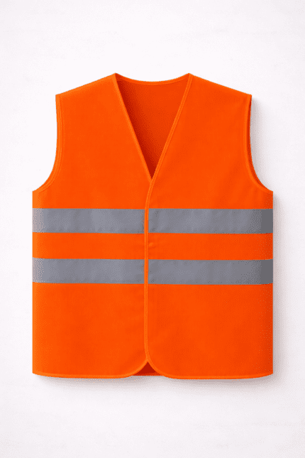 Turuncu reflektif güvenlik yeleği çift bantlı hafif model önden görünüm