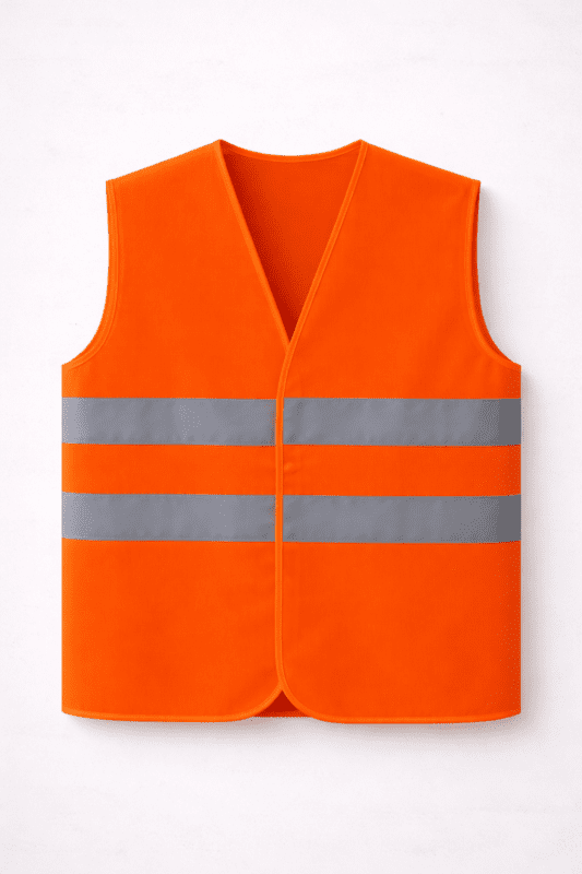 Turuncu reflektif güvenlik yeleği çift bantlı hafif model önden görünüm